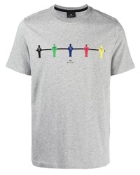 T-shirt girocollo stampata grigia di Paul Smith