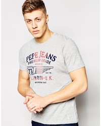 T-shirt girocollo stampata grigia di Pepe Jeans