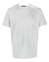 T-shirt girocollo stampata grigia di Peserico