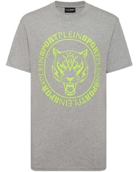 T-shirt girocollo stampata grigia di Plein Sport