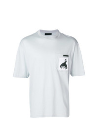 T-shirt girocollo stampata grigia di Prada