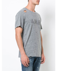 T-shirt girocollo stampata grigia di Amiri