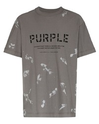 T-shirt girocollo stampata grigia di purple brand