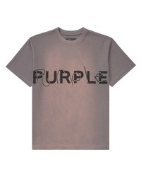 T-shirt girocollo stampata grigia di purple brand