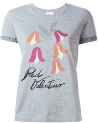 T-shirt girocollo stampata grigia di RED Valentino