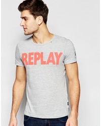 T-shirt girocollo stampata grigia di Replay