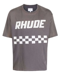 T-shirt girocollo stampata grigia di Rhude