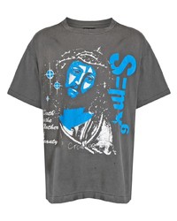 T-shirt girocollo stampata grigia di SAINT MXXXXXX