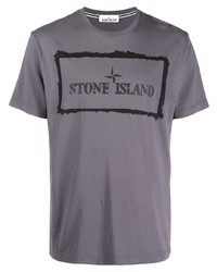 T-shirt girocollo stampata grigia di Stone Island