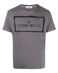 T-shirt girocollo stampata grigia di Stone Island