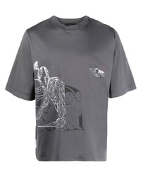 T-shirt girocollo stampata grigia di Stone Island Shadow Project