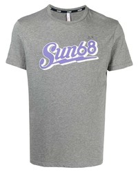 T-shirt girocollo stampata grigia di Sun 68