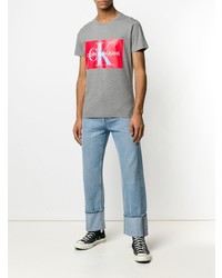 T-shirt girocollo stampata grigia di Calvin Klein Jeans