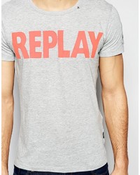 T-shirt girocollo stampata grigia di Replay