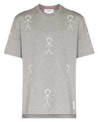 T-shirt girocollo stampata grigia di Thom Browne