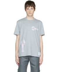 T-shirt girocollo stampata grigia di Thom Browne