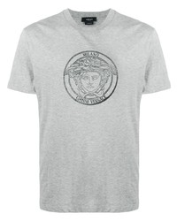 T-shirt girocollo stampata grigia di Versace