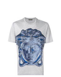 T-shirt girocollo stampata grigia di Versace