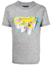 T-shirt girocollo stampata grigia di Viktor & Rolf