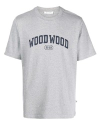 T-shirt girocollo stampata grigia di Wood Wood