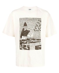 T-shirt girocollo stampata grigia di YMC