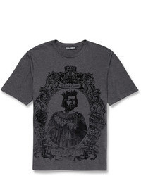 T-shirt girocollo stampata grigio scuro