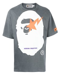 T-shirt girocollo stampata grigio scuro di A Bathing Ape