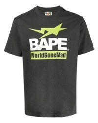 T-shirt girocollo stampata grigio scuro di A Bathing Ape