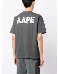 T-shirt girocollo stampata grigio scuro di AAPE BY A BATHING APE