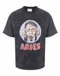 T-shirt girocollo stampata grigio scuro di Aries