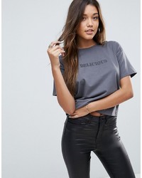 T-shirt girocollo stampata grigio scuro di Asos