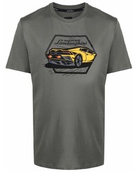 T-shirt girocollo stampata grigio scuro di Automobili Lamborghini