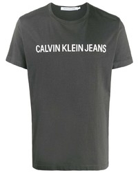 T-shirt girocollo stampata grigio scuro di Calvin Klein Jeans