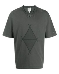 T-shirt girocollo stampata grigio scuro di Champion