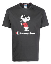 T-shirt girocollo stampata grigio scuro di Champion