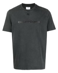 T-shirt girocollo stampata grigio scuro di Courrèges