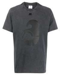 T-shirt girocollo stampata grigio scuro di Courrèges