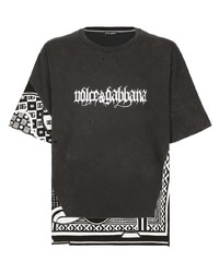 T-shirt girocollo stampata grigio scuro di Dolce & Gabbana