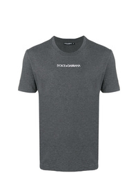 T-shirt girocollo stampata grigio scuro di Dolce & Gabbana