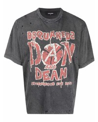 T-shirt girocollo stampata grigio scuro di DSQUARED2