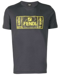 T-shirt girocollo stampata grigio scuro di Fendi