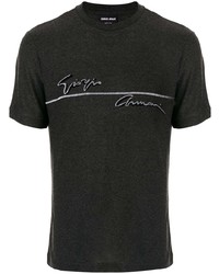 T-shirt girocollo stampata grigio scuro di Giorgio Armani