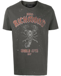 T-shirt girocollo stampata grigio scuro di John Richmond