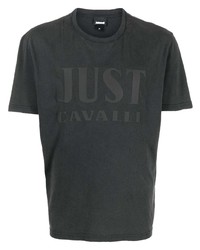 T-shirt girocollo stampata grigio scuro di Just Cavalli