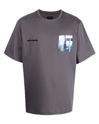 T-shirt girocollo stampata grigio scuro di Juun.J