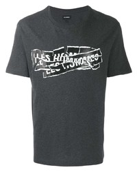 T-shirt girocollo stampata grigio scuro di Les Hommes
