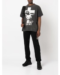 T-shirt girocollo stampata grigio scuro di SAINT MXXXXXX