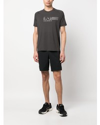 T-shirt girocollo stampata grigio scuro di Ea7 Emporio Armani
