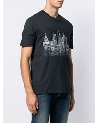 T-shirt girocollo stampata grigio scuro di Emporio Armani
