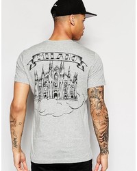 T-shirt girocollo stampata grigio scuro di Love Moschino